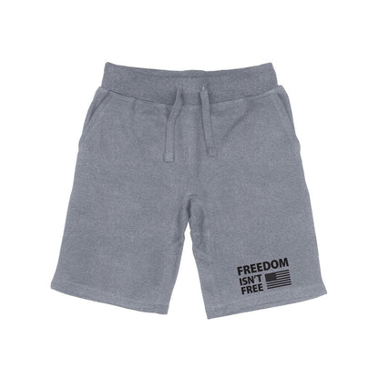 RAPDOM TS6 Fleece Gym Shorts USA Flag Freedom Isn't Free-Heather Grey-Small-