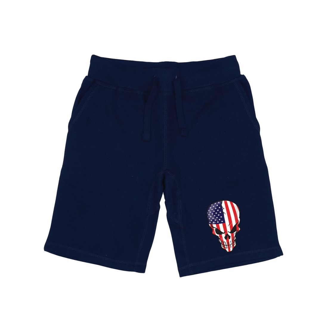 RAPDOM TS6 Fleece Gym Shorts Patriotic Skull USA Flag-Navy-Small-
