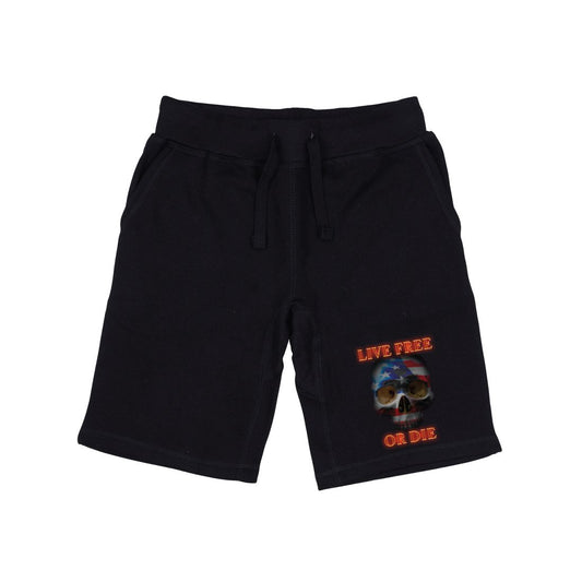 RAPDOM TS6 Fleece Gym Shorts Patriotic Live Free Skull USA Flag-Small-