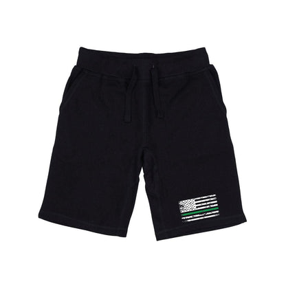 RAPDOM TS6 Fleece Gym Shorts TGL Thin Green Line USA Flag-Black-Small-