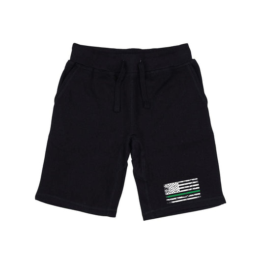 RAPDOM TS6 Fleece Gym Shorts TGL Thin Green Line USA Flag-Black-Small-