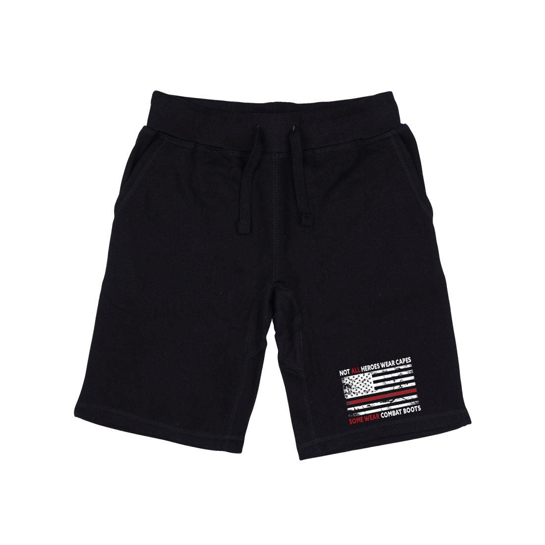 RAPDOM TS6 Fleece Gym Shorts TRL Thin Red Line Not All Heroes Wear Capes-Black-Small-