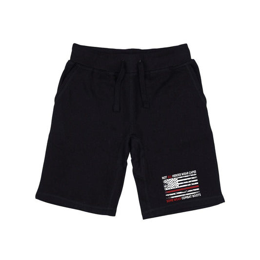 RAPDOM TS6 Fleece Gym Shorts TRL Thin Red Line Not All Heroes Wear Capes-Black-Small-