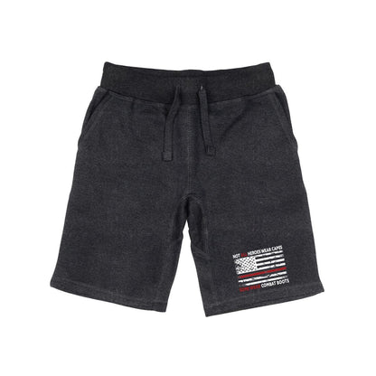 RAPDOM TS6 Fleece Gym Shorts TRL Thin Red Line Not All Heroes Wear Capes-Heather Charcoal-Small-