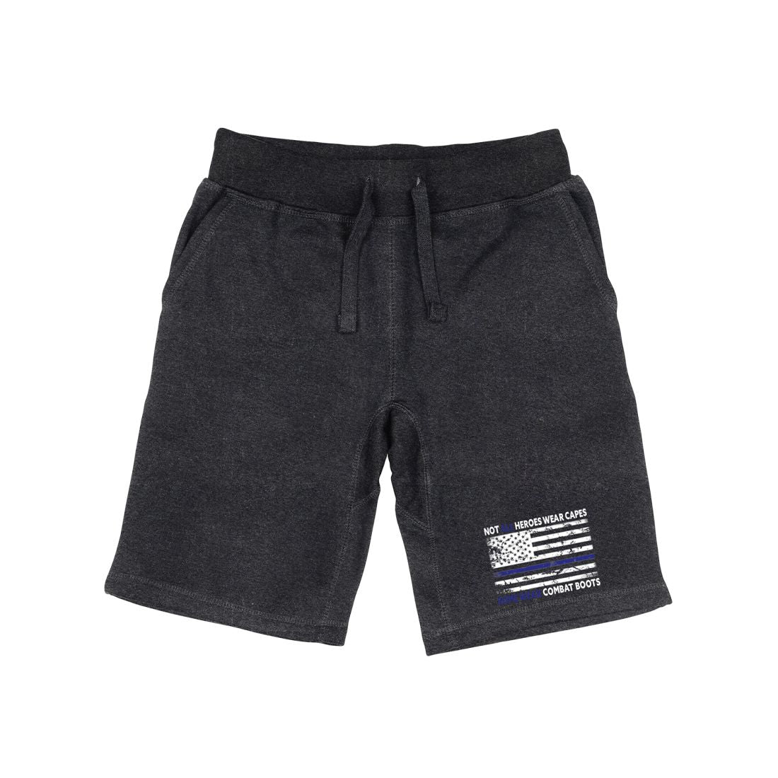 RAPDOM TS6 Fleece Gym Shorts Heroes Capes Thin Blue Line USA Flag-Heather Charcoal-Small-