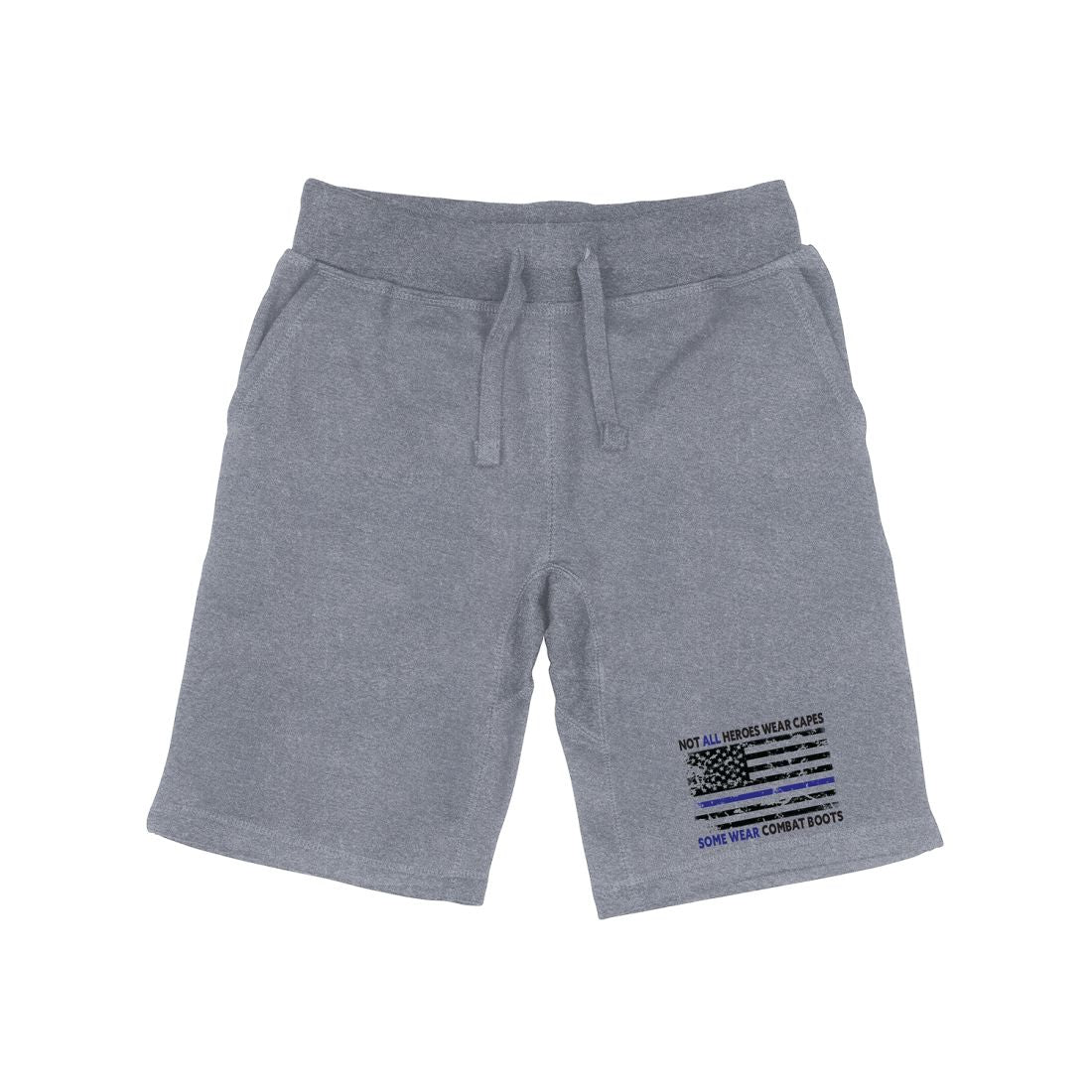 RAPDOM TS6 Fleece Gym Shorts Heroes Capes Thin Blue Line USA Flag-Heather Grey-Small-