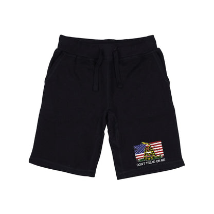 RAPDOM TS6 Fleece Gym Shorts USA Flag Gadsden Snake Don't Tread on Me-Black-Small-