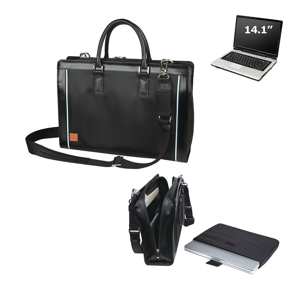 Laptop Notebook Bag Brief Case Expandable Leather Trim to Fit 14inch Computer-