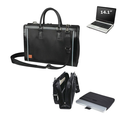 Laptop Notebook Bag Brief Case Expandable Leather Trim to Fit 14inch Computer-