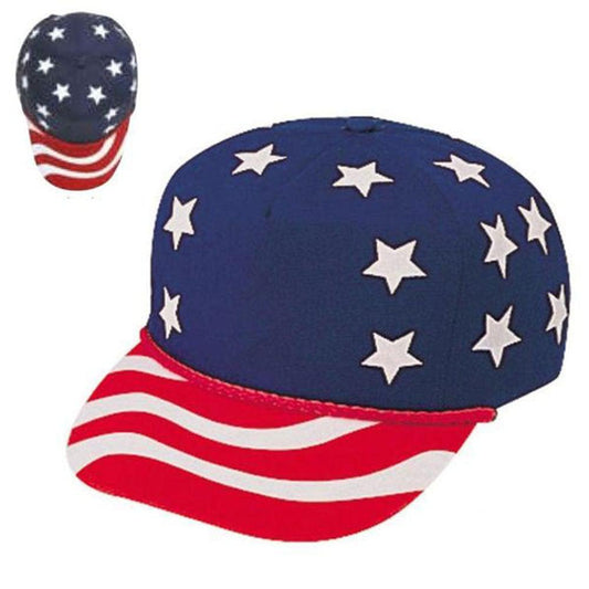 Red White Blue Stars USA Flag American Patriotic 5 Panel Hats Caps-