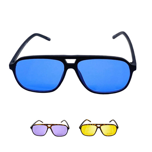 Empire Cove Oversized Aviator Sunglasses Retro Double Bridge Driving UV Protection-Black/Blue-