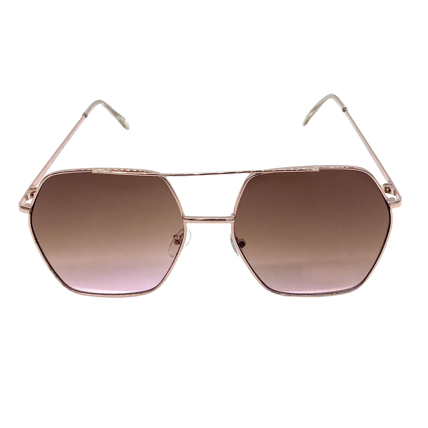 Empire Cove Polygon Sunglasses Metal Frame Classic Gradient Shades UV Protection-Gold/Smoke-