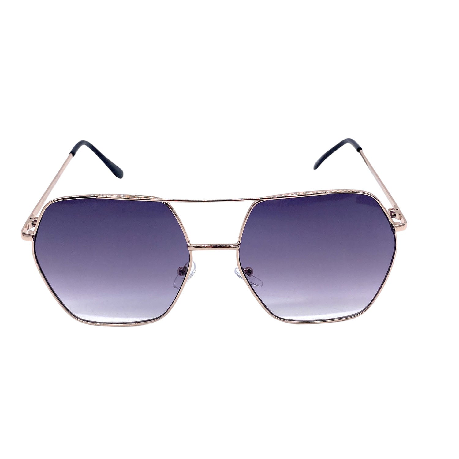 Empire Cove Polygon Sunglasses Metal Frame Classic Gradient Shades UV Protection-Gold/Smoke-