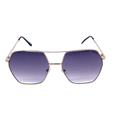 Empire Cove Polygon Sunglasses Metal Frame Classic Gradient Shades UV Protection-Gold/Smoke-