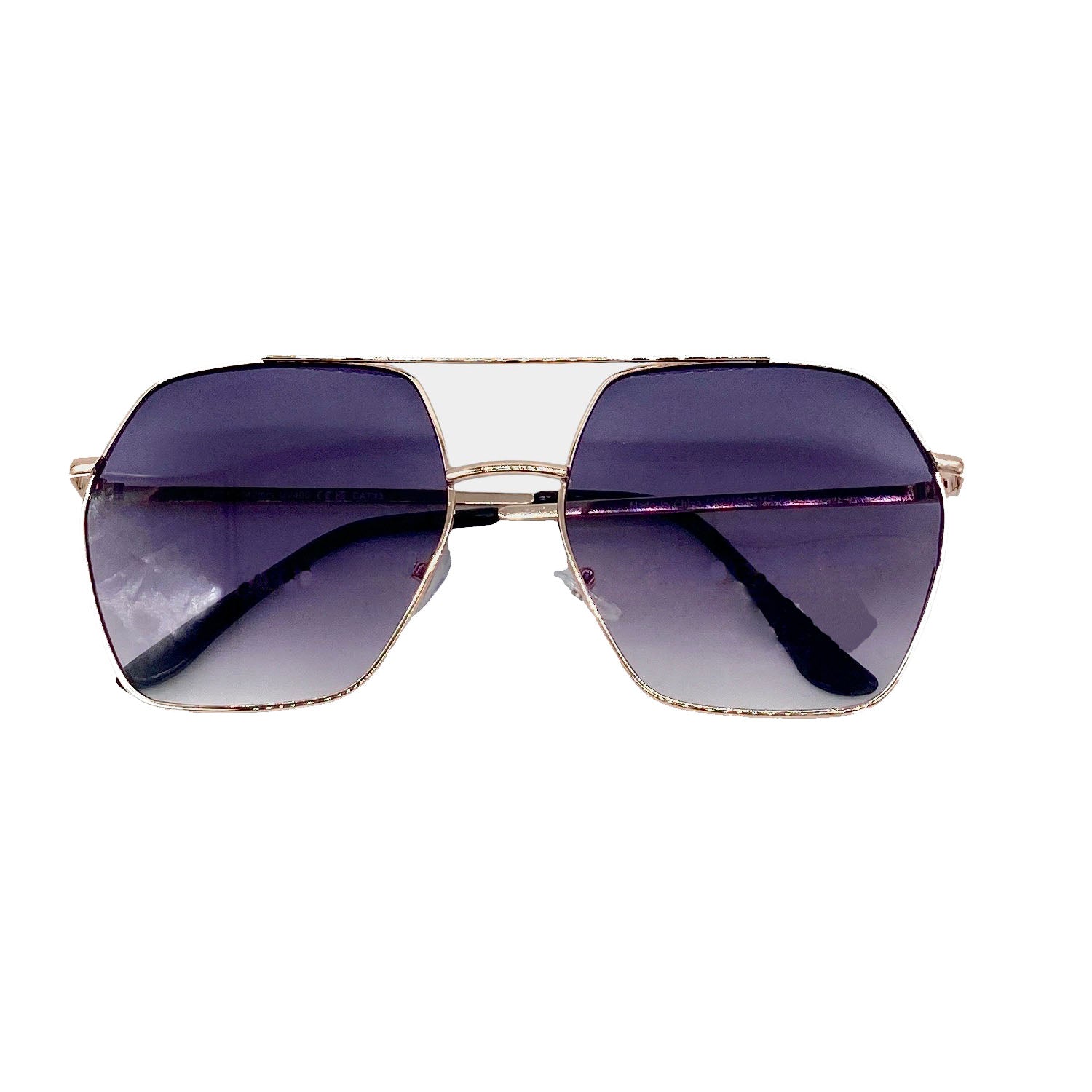 Empire Cove Polygon Sunglasses Metal Frame Classic Gradient Shades UV Protection-Gold/Smoke-