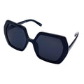 Empire Cove Oversized Square Sunglasses Hexagon Trendy Retro Classic Shades Sunnies-Black-