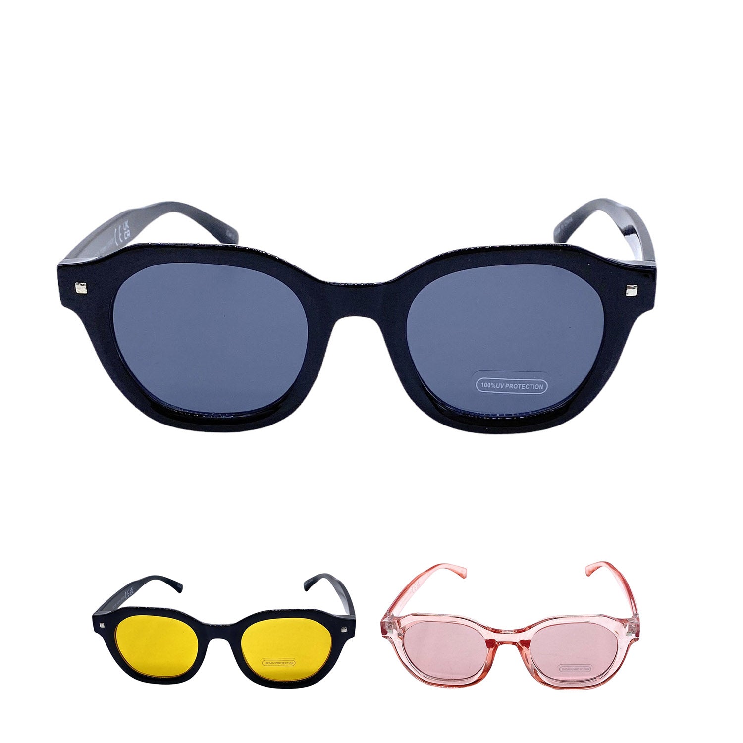 Empire Cove Round Polygon Sunglasses Retro Classic Vintage Shades Sunnies Driving-Black-
