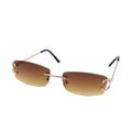 Empire Cove Rimless Sunglasses Gradient Rectangle Shades Frameless Retro Trendy-Brown-