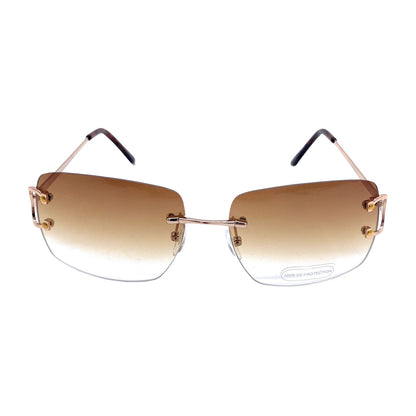 Empire Cove Rimless Sunglasses Gradient Square Retro Frameless UV Protection-Blue-