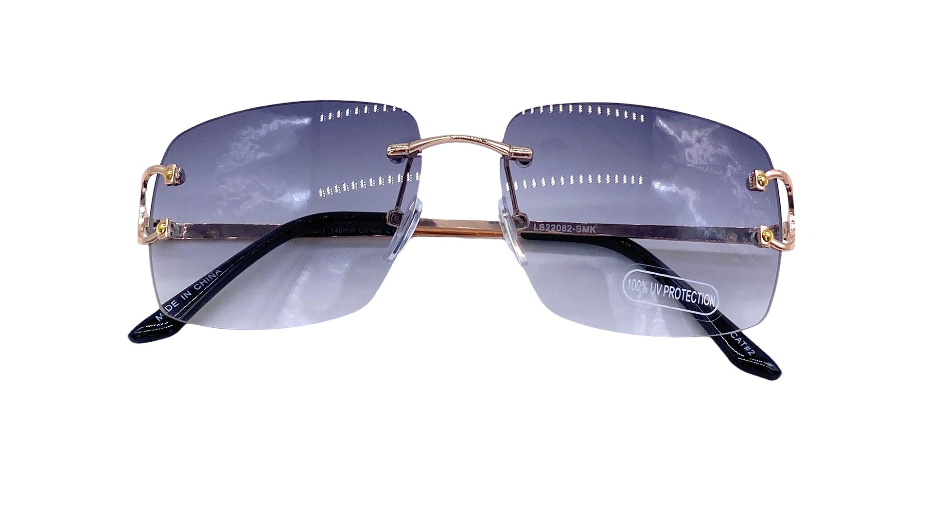 Empire Cove Rimless Sunglasses Gradient Square Retro Frameless UV Protection-Blue-