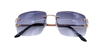 Empire Cove Rimless Sunglasses Gradient Square Retro Frameless UV Protection-Blue-