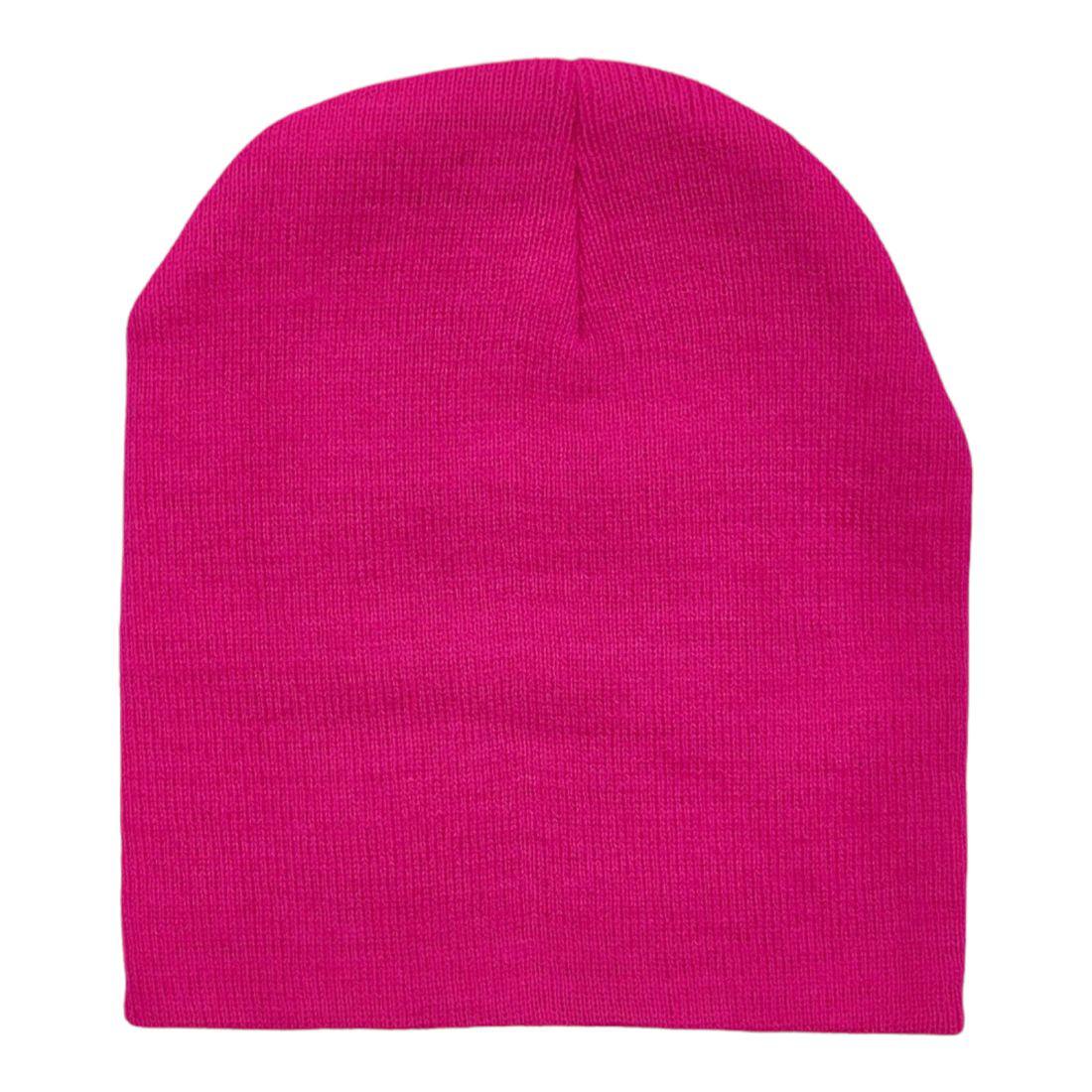 Empire Cove Knit Uncuffed Beanie Hat Cap Warm Winter Men Women Short Toboggan-Hot Pink-