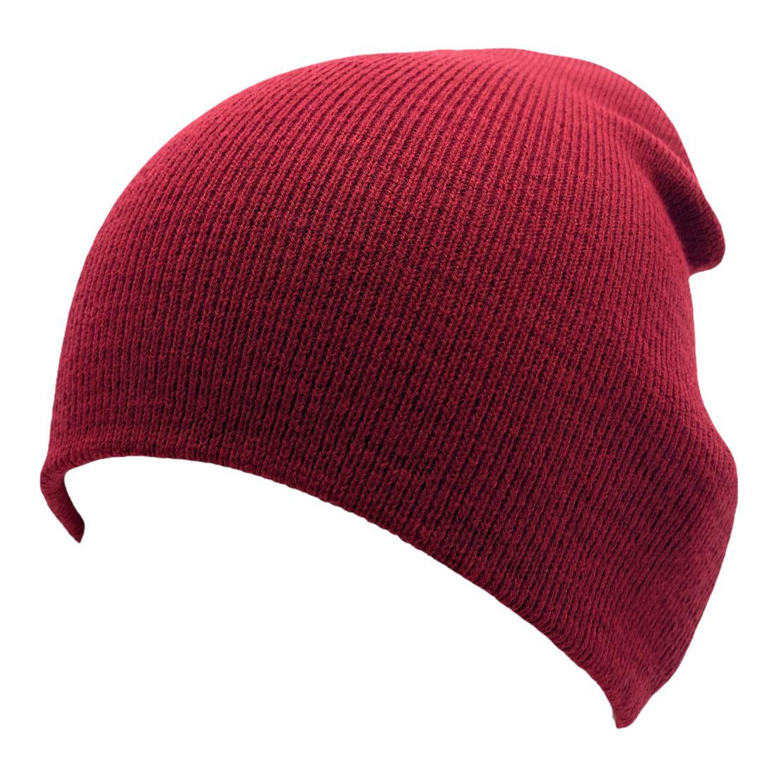 Empire Cove Knit Uncuffed Beanie Hat Cap Warm Winter Men Women Short Toboggan-Black-