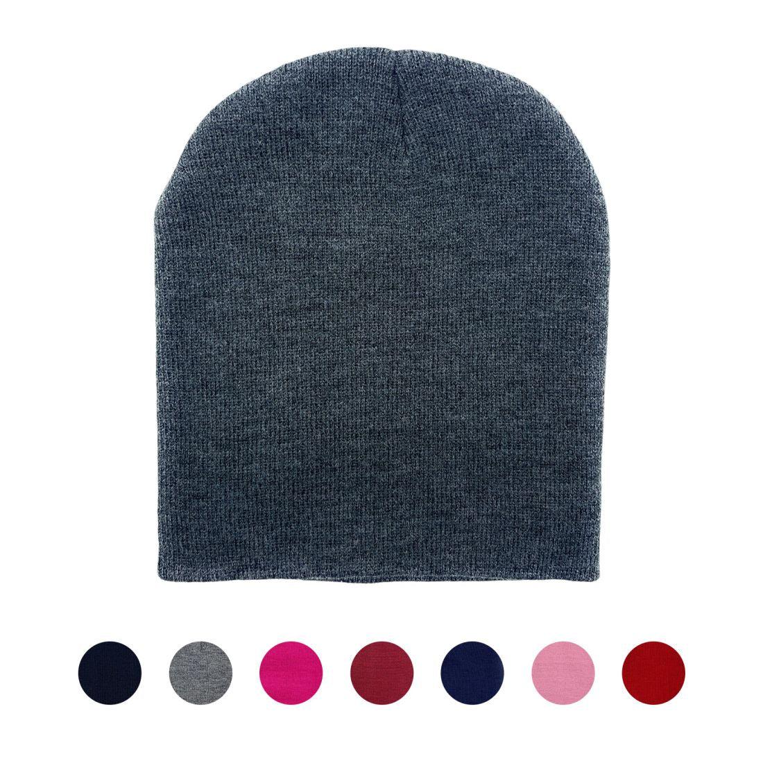 Empire Cove Knit Uncuffed Beanie Hat Cap Warm Winter Men Women Short Toboggan-Black-
