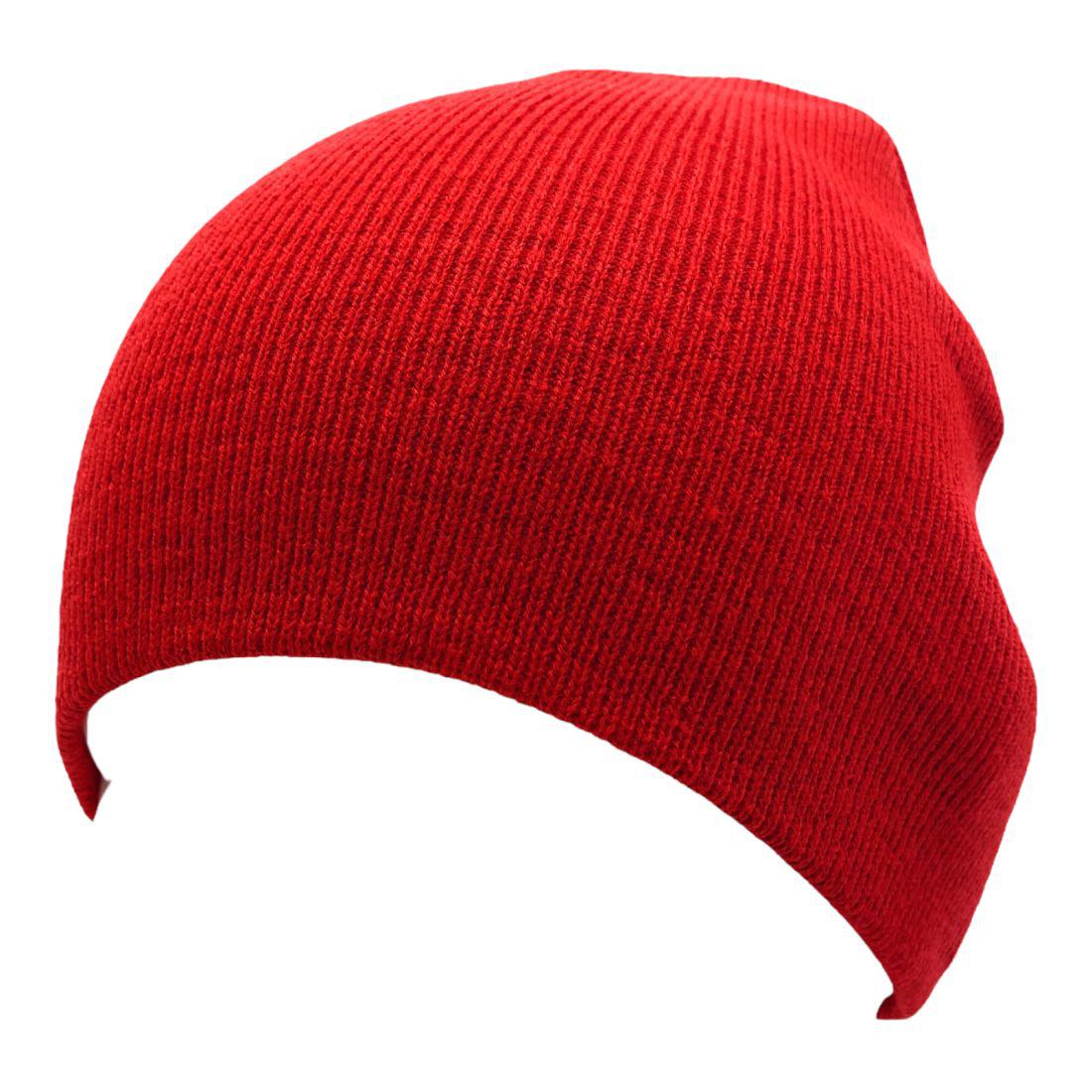 Empire Cove Knit Uncuffed Beanie Hat Cap Warm Winter Men Women Short Toboggan-Black-