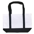 Cotton Canvas Reusable Grocery Shopping Tote Bags With Gusset For Travel Sports Plain 19inch-BLACK/WHITE-