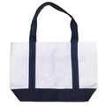 Cotton Canvas Reusable Grocery Shopping Tote Bags With Gusset For Travel Sports Plain 19inch-NAVY/WHITE-