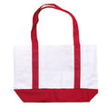 Cotton Canvas Reusable Grocery Shopping Tote Bags With Gusset For Travel Sports Plain 19inch-RED/WHITE-