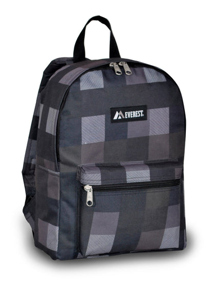 Everest Backpack Book Bag - Back to School Basics - Fun Patterns & Prints-Charcoal/Gray Plaid-