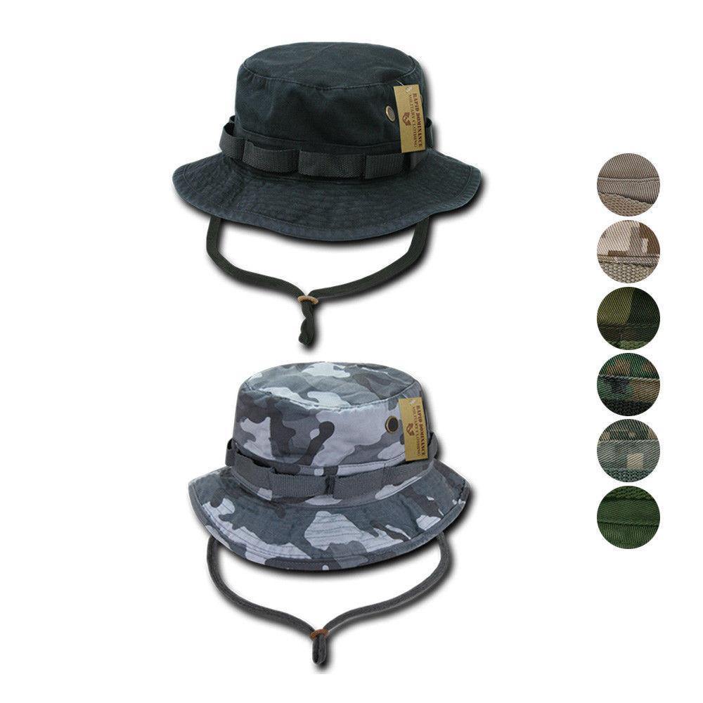 Military Style Boonie Bucket Fishing Hunting Rain Camouflage Hats Caps-Black-Small (6 7/8 - 7)-