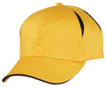 Air Vent Sandwich Two Tone Washed Cotton 6 Panel Low Crown Unstructured Hat Caps-Yellow Gold/Black-