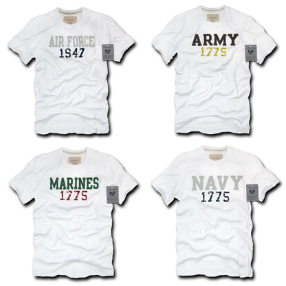 Rapid Dominance Army Air Force Navy Marines Applique Military Year T-Shirts Tees-Air Force - White-Regular-Large