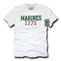 Rapid Dominance Army Air Force Navy Marines Applique Military Year T-Shirts Tees-Marines - White-Regular-Small