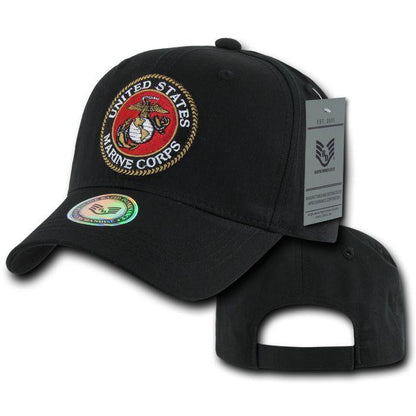 Army Air Force Navy Marines Police Security Cotton Baseball Hats Caps-MARINES - BLACK-