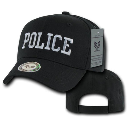 Army Air Force Navy Marines Police Security Cotton Baseball Hats Caps-POLICE - BLACK-