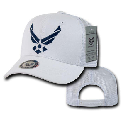 Army Air Force Navy Marines Police Security Military Back to Basics Trucker Baseball Hats Caps-AIR FORCE - WHIT-