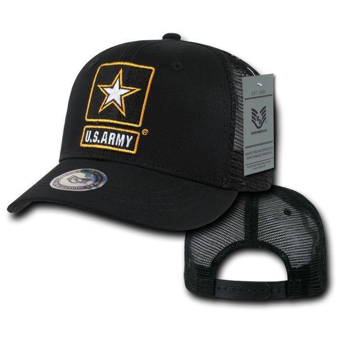 Army Air Force Navy Marines Police Security Military Back to Basics Trucker Baseball Hats Caps-BLACK-