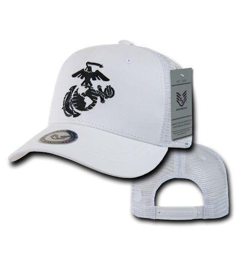 Army Air Force Navy Marines Police Security Military Back to Basics Trucker Baseball Hats Caps-MARINES - WHITE-