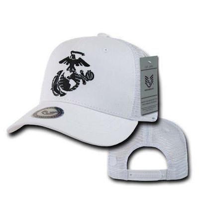 Army Air Force Navy Marines Police Security Military Back to Basics Trucker Baseball Hats Caps-MARINES - WHITE-
