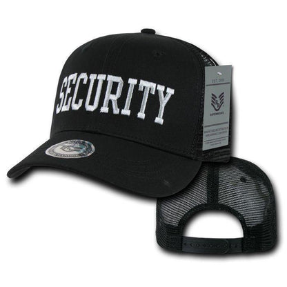 Army Air Force Navy Marines Police Security Military Back to Basics Trucker Baseball Hats Caps-SECURITY - BLACK-