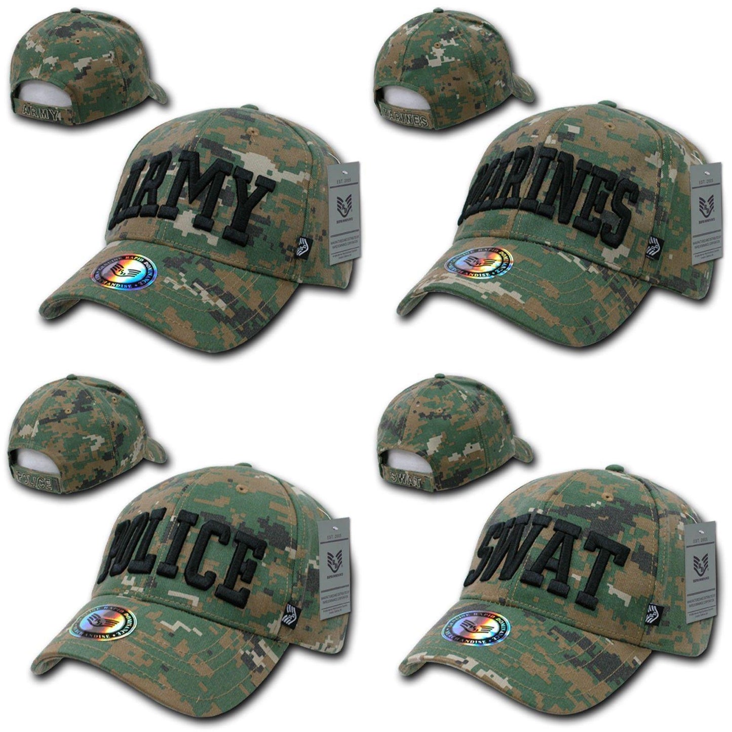 Rapid Dominance USA Military Law Enforcement Camouflage Cotton Caps Hats-Army - Woodland Digital-