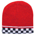 Auto Racing Flag Checkers Warm Winter Beanies Hats Caps Unisex-Red - RB 002-