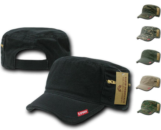 Bdu Patrol Fatigue Cadet Military Army Cotton Zipper Pocket Camo Caps Hats-Black-
