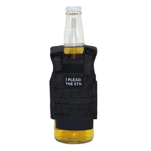 Beer Soda Water Can Bottle Cooler Carrier Insulator Tactical Vest Molle 16Oz-I Plead the 5th - Black-