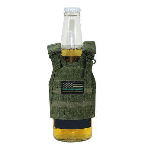Beer Soda Water Can Bottle Cooler Carrier Insulator Tactical Vest Molle 16Oz-TGL Thin Green Line - Olive-