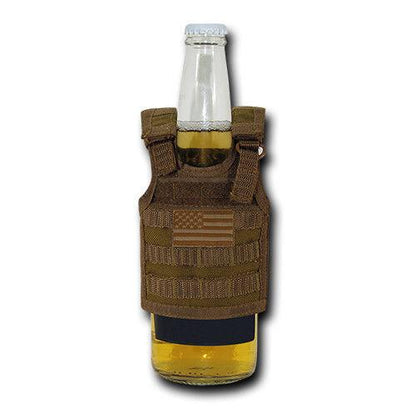 Beer Soda Water Can Bottle Cooler Carrier Insulator Tactical Vest Molle 16Oz-USA Flag - Coyote-